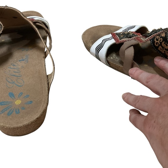 Elite by Corkys Women's Size 11 Cork Wedge Sandal Leather Adjustable Hook & Loop - Picture 8 of 10